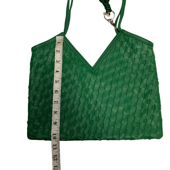 White House Black Market Women's Green Woven Vegan Leather Shoulder Bag - Picture 8 of 8